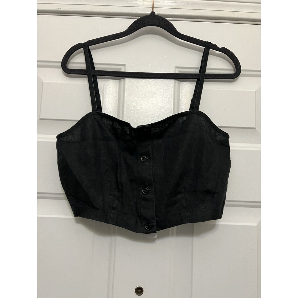 Outerknown Eclipse Linen Cropped Tank Top Button Down PCH Women's Size S